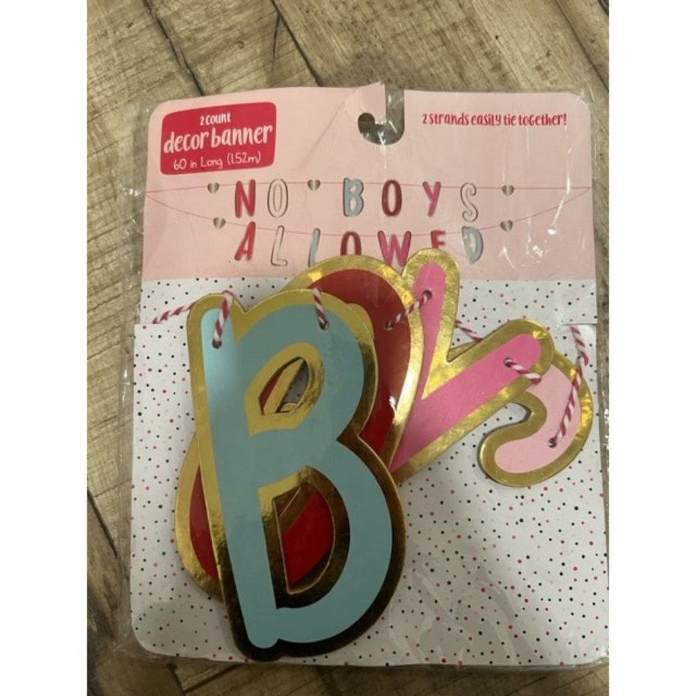 "No Boys Allowed" Banner 60" Long Party Supply Photo Prop
